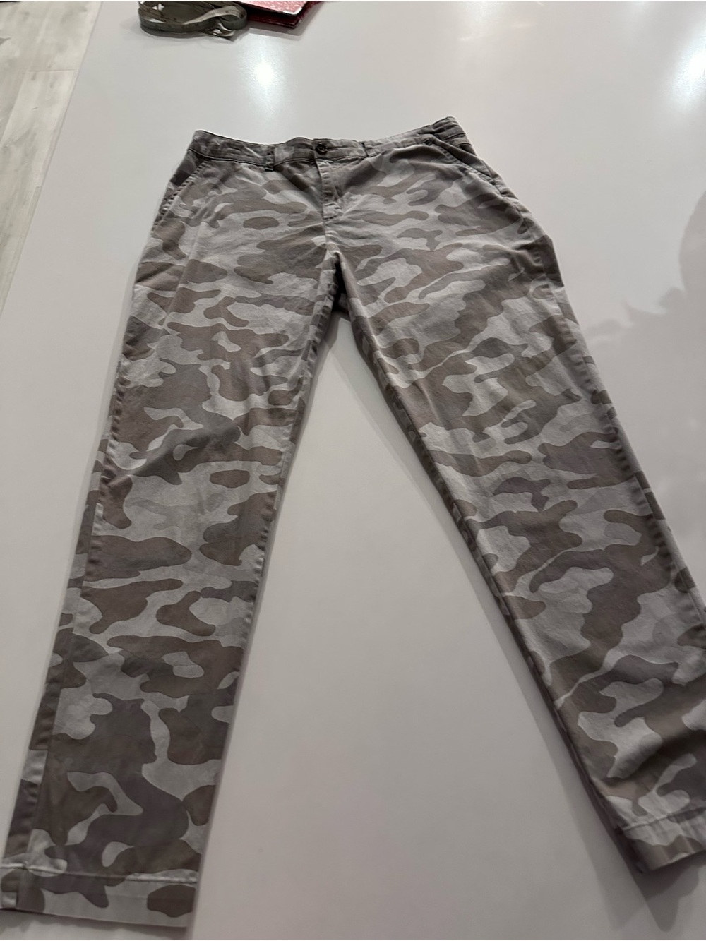 CATO115 - Women’s Camo Straight Leg Chino Pants Taupe Beige Size 12